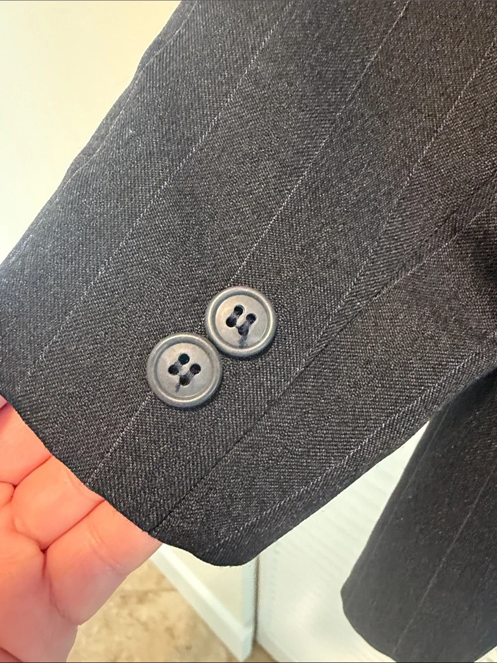 Kids Double-Breasted Pinstripe Blazer - Black/Charcoal Gray Size 12